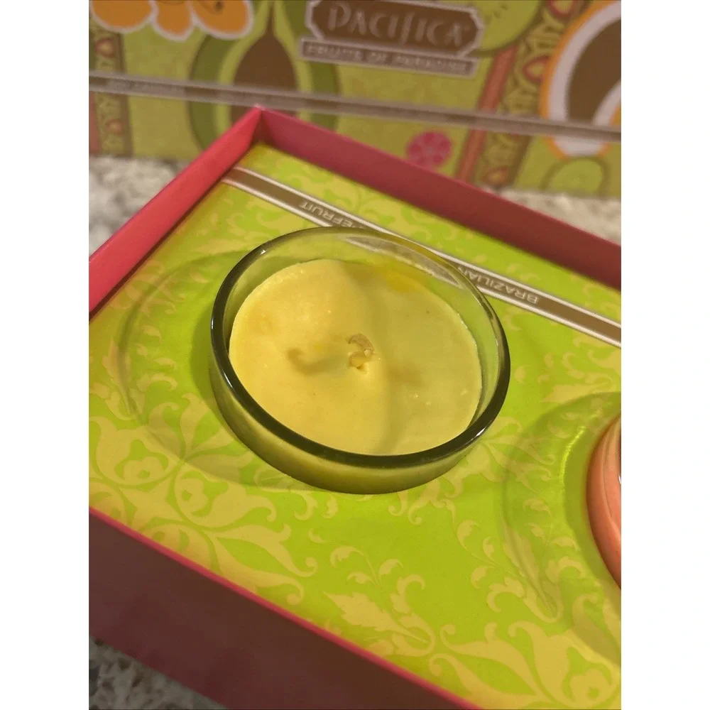 Pacifica Fruits Of Paradise Soy Candle Set Bali Hawaiian Brazilian 4 Oz New Rare